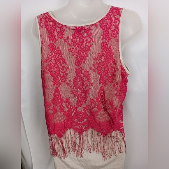 2/$30 Barbiecore Pink Lace Summer Sleeveless Top (#1,383) - Picture 6 of 8